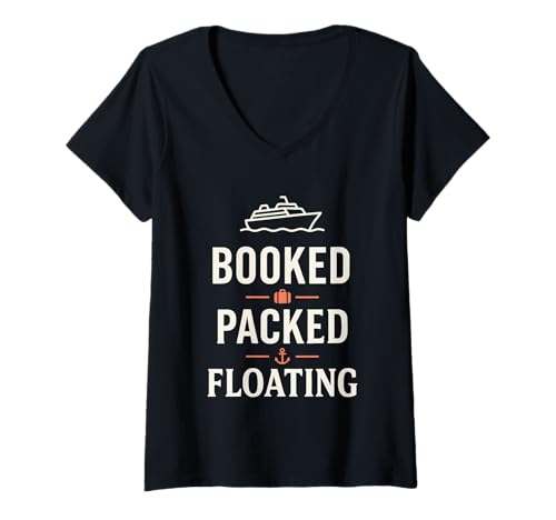 Damen Cruise Addict Lustiges Cruise Loyalty Ocean Vacation T-Shirt T-Shirt mit V-Ausschnitt von Cruise Lifestyle Repeat Cruiser Ship Life Sea Legs