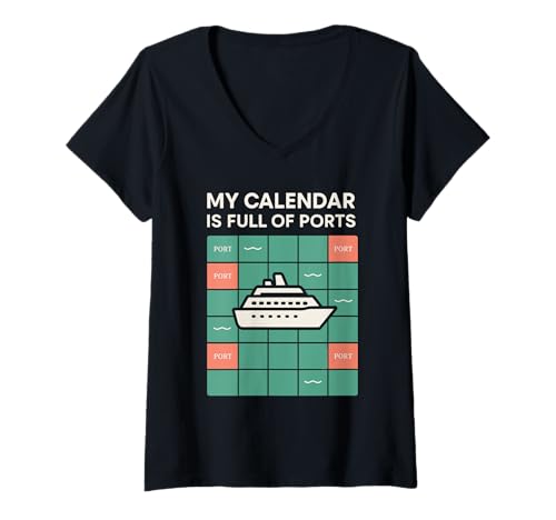 Damen Cruise Addict Lustiges Cruise Loyalty Ocean Vacation T-Shirt T-Shirt mit V-Ausschnitt von Cruise Lifestyle Repeat Cruiser Ship Life Sea Legs