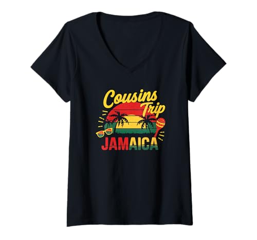 Damen Cousins Trip Jamaika Gruppenreisen Urlaub T-Shirt mit V-Ausschnitt Damen Cousins Trip Jamaika Gruppenreisen Urlaub T-Shirt mit V-Ausschnitt von Cruise Ship Accessories