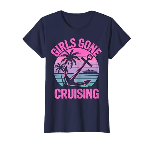 Girls Gone Cruising Squad Trip Sommerurlaub Retro-Sonnenuntergang T-Shirt Girls Gone Cruising Squad Trip Sommerurlaub Retro-Sonnenuntergang T-Shirt von Cruise Squad Girls Trip Vacation Outfits Gifts