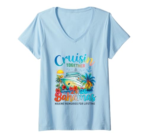 Damen Kreuzfahrt zusammen Bahamas Urlaub Familie Bahamas Kreuzfahrt 2026 T-Shirt mit V-Ausschnitt Damen Kreuzfahrt zusammen Bahamas Urlaub Familie Bahamas Kreuzfahrt 2026 T-Shirt mit V-Ausschnitt von Cruise Together Bahamas Vacation 2026 Tee Co