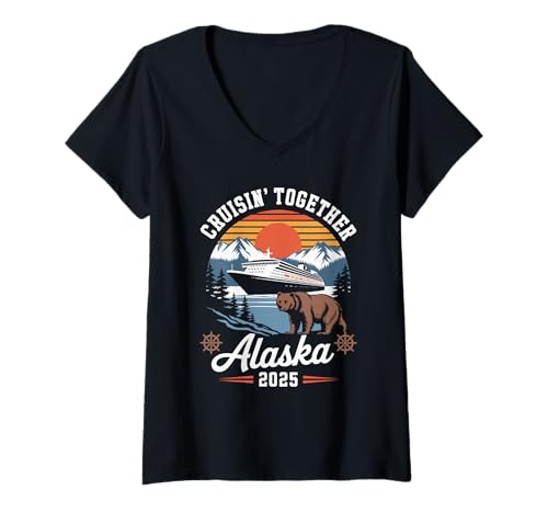 Damen Cruisin Together Alaska 2025 Unvergessliche Erlebnisreise T-Shirt mit V-Ausschnitt Damen Cruisin Together Alaska 2025 Unvergessliche Erlebnisreise T-Shirt mit V-Ausschnitt von Cruisin Together Alaska 2025 Bären Abenteuer Reise