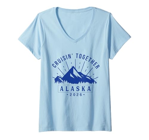 Damen Cruisin' Together Alaska 2026 Kreuzfahrt-Urlaubs-Matching T-Shirt mit V-Ausschnitt Damen Cruisin' Together Alaska 2026 Kreuzfahrt-Urlaubs-Matching T-Shirt mit V-Ausschnitt von Cruising Alaska Together 2026 Family Group Trip
