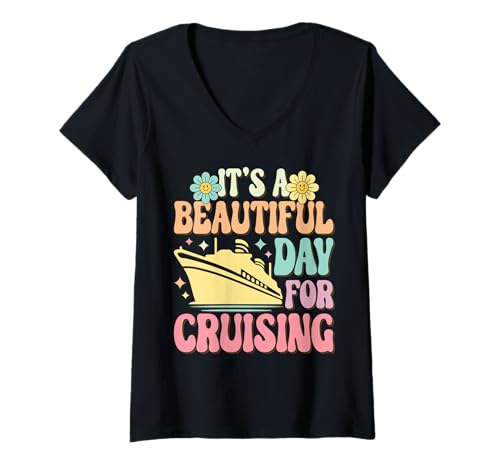 Damen Kreuzfahrturlaub Kreuzfahrten für Damen T-Shirt mit V-Ausschnitt Damen Kreuzfahrturlaub Kreuzfahrten für Damen T-Shirt mit V-Ausschnitt von Cruising Boat Adventure Getaway