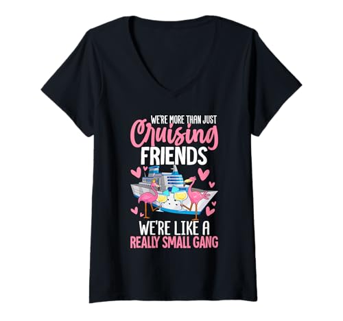 Damen Wir sind mehr als nur Cruising Friends Funny Friend Vacation T-Shirt mit V-Ausschnitt von Cruising Friends Tees