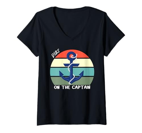 Damen Dibs On The Captain, Lustiges Captain Shirt, Hot Boat Captain T-Shirt mit V-Ausschnitt Damen Dibs On The Captain, Lustiges Captain Shirt, Hot Boat Captain T-Shirt mit V-Ausschnitt von Cruising Just Like A Dream Gear