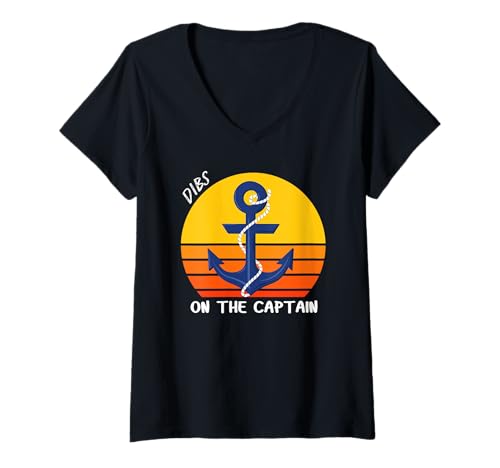 Damen Dibs On The Captain, Lustiges Captain Shirt, Hot Boat Captain T-Shirt mit V-Ausschnitt Damen Dibs On The Captain, Lustiges Captain Shirt, Hot Boat Captain T-Shirt mit V-Ausschnitt von Cruising Just Like A Dream Gear