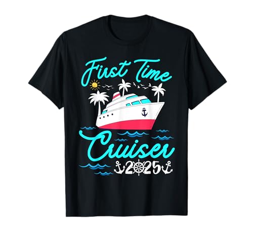 First Time Cruiser 2025 Kreuzfahrt Familienurlaub Kinder Junge Mädchen T-Shirt von Cruising Trip Matching Group Bahamas Caribbean Tee