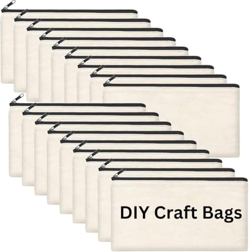 Cruleen 20 Stück Blank DIY Basteltasche Canvas Zipper Pouch Blank Make-up Tasche - Beige Canvas Pouch Bulk Canvas Kosmetiktasche Mehrzweck-Kulturbeutel Perfekt für Schreibwaren, HTV & Geschenke 8,3 × 4,7 Zoll (20) Cruleen 20 Stück Blank DIY Basteltasche Canvas Zipper Pouch Blank Make-up Tasche - Beige Canvas Pouch Bulk Canvas Kosmetiktasche Mehrzweck-Kulturbeutel Perfekt für Schreibwaren, HTV & Geschenke 8,3 × 4,7 Zoll (20) von Cruleen