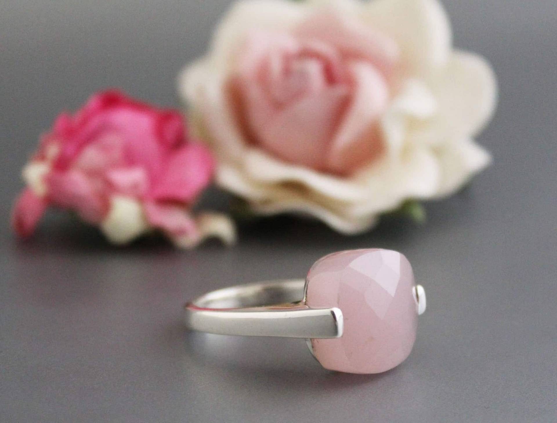 Rosa Chalcedon Ring, 925 Sterling Silber, März Geburtsstein, Handgemachter Edelstein-Ring, Ring Für Frauen, Verlobungsring, Stapelring, Boho von Crush4Rings