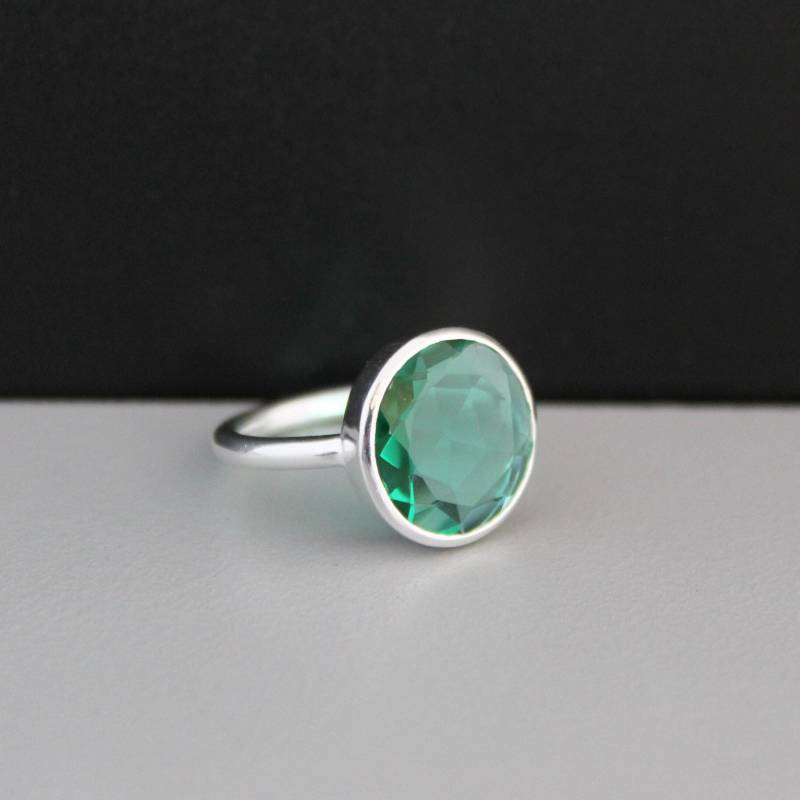 Smaragd Quarz Ring, Sterling Silber Edelstein Birthstone Handgemachter Statement Zierlicher Geschenk Für Mama von Crush4Rings
