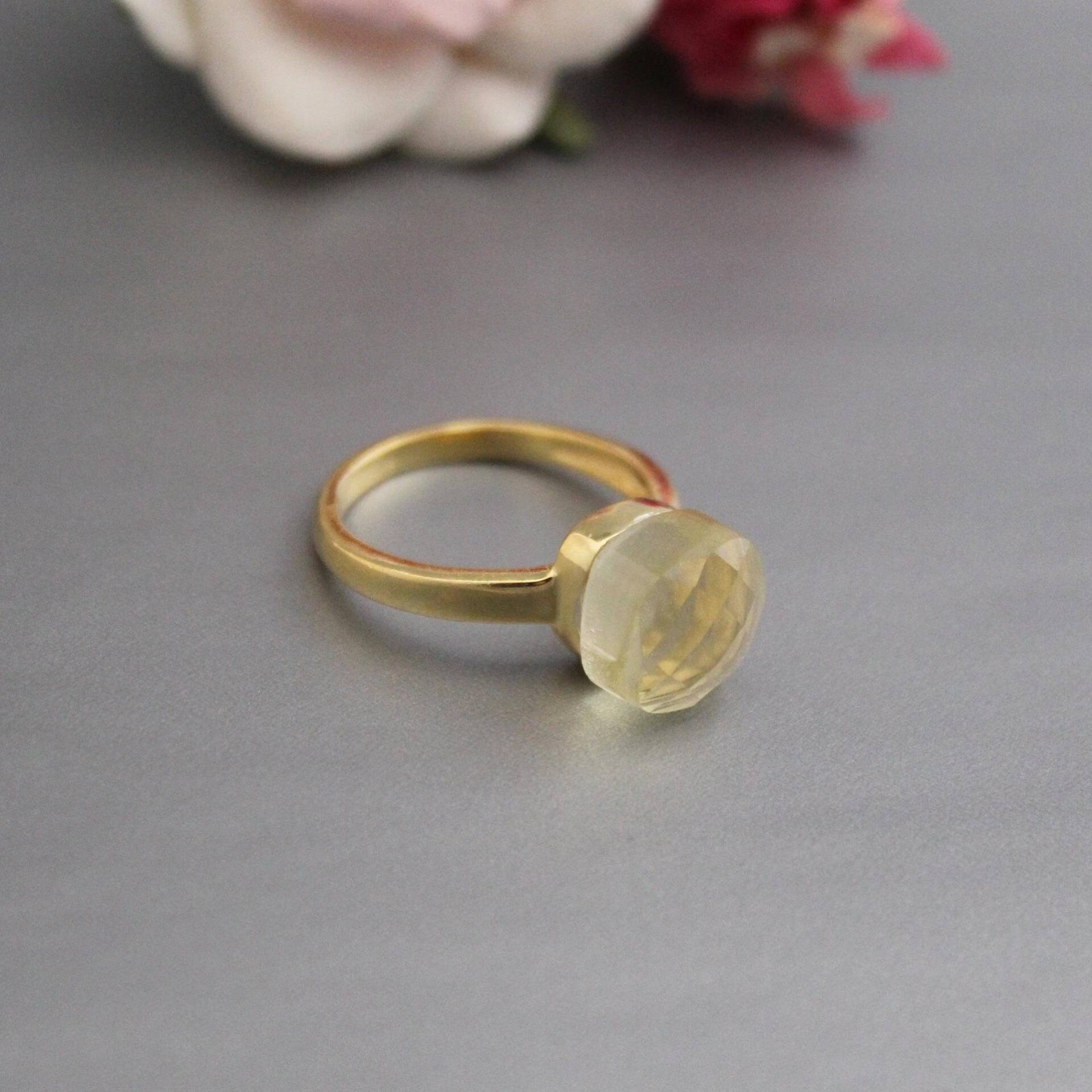 Zitronenquarz Ring, Edelstein Zitrone Topas Gold Statement Familie Birthstone Zierlicher Cocktail Ring Zitronenquarz Ring, Edelstein Zitrone Topas Gold Statement Familie Birthstone Zierlicher Cocktail Ring von Crush4Rings