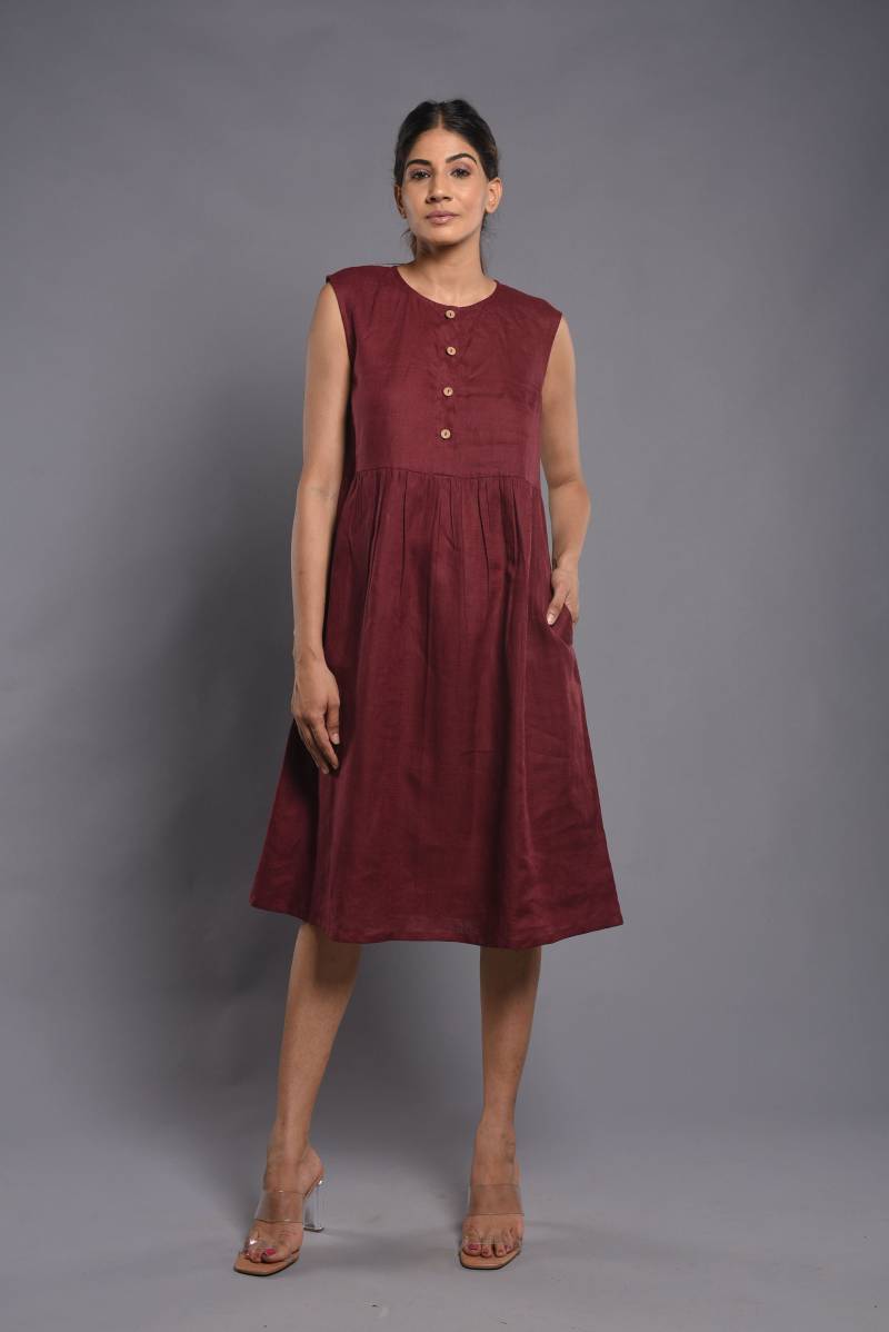 Ärmelloses Leinen-Hängerkleid Tunika Mit U-Boot-Ausschnitt, Kleidung in Übergrößen von Crush4linen