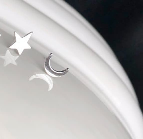 Silber Mond Und Sterne Ohrstecker Silber Mond Und Sterne Ohrstecker von CrushLane