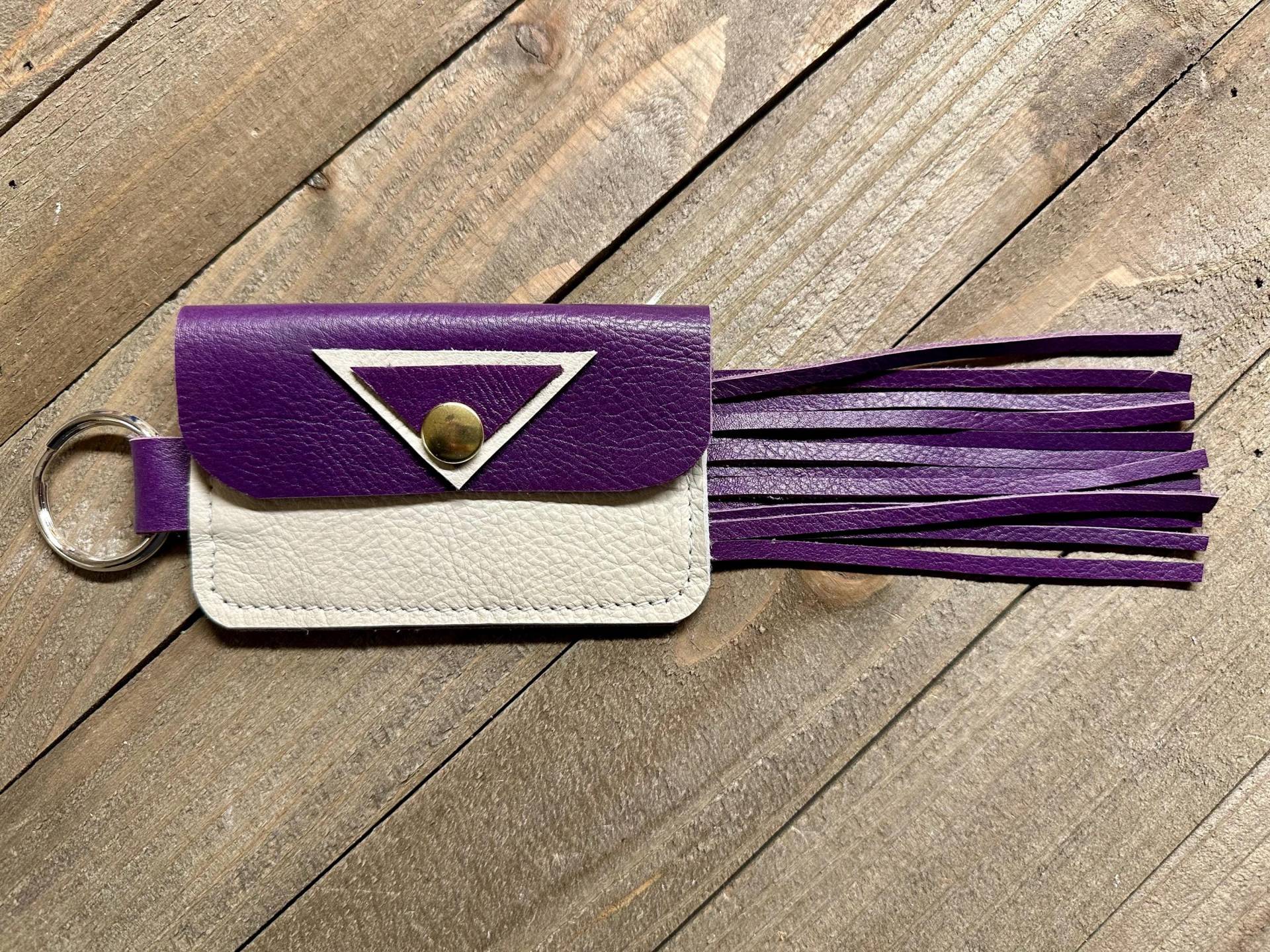 Echtleder Visitenkarte Schlüsselanhänger, Violet Geldbörse Leder Schlüsselanhänger Geldbörse, Kartenhalter von CrushedOnLeather