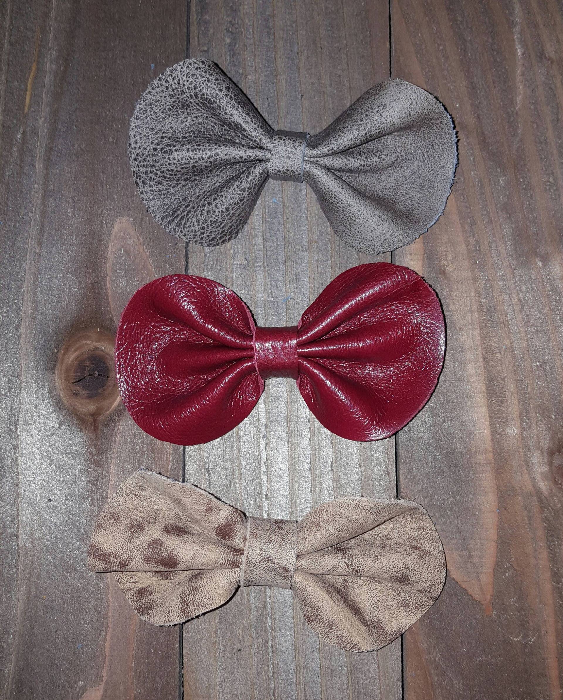 Rotes Leder Haar Schleife Clip Kind Rote Zubehör Handgemachte Echtes von CrushedOnLeather