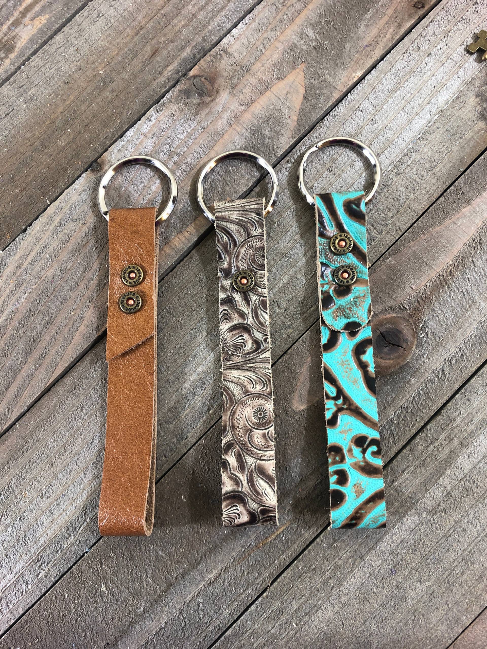Schlüsselanhänger Aus Leder, Leder Western Floral Geprägte Schlüsselanhänger, Handgefertigte Braun von CrushedOnLeather