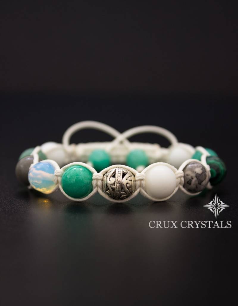 Anker Charme, Damen Shamballa Charm Armband, Wickeln Perlen Weiße Makramee, Türkis Achat Und Weißen Opal Geschenk Für Frauen von CruxCrystals