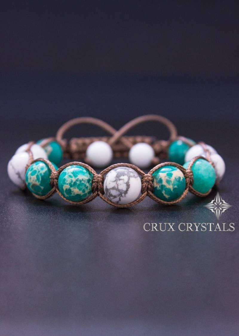 Shamballa Armband Kaiser Macht, Naturstein, Perlen Armband, Makramee, Wickeln Howlite Energie von CruxCrystals