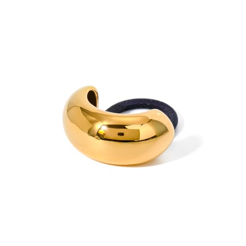 Metallische Haargummis aus Edelstahl, 18 Karat Gold, Pferdeschwanz-Haargummis, keine Beschädigung, ellipsenförmige elastische Haarbänder, für Damen, glänzend, Bogen-Pferdeschwanz-Halter, geometrisches Metallische Haargummis aus Edelstahl, 18 Karat Gold, Pferdeschwanz-Haargummis, keine Beschädigung, ellipsenförmige elastische Haarbänder, für Damen, glänzend, Bogen-Pferdeschwanz-Halter, geometrisches von Cryinsun
