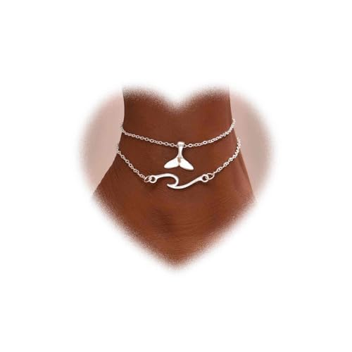 Bohemian geschichtet Fischschwanz Fußketten Silber Fischschwanz Fußketten Armband Figur acht ewige Fußketten Armband Fischschwanz hängende Fußketten Armband Sommer Strand Fußketten Schmuck (Style;B) von Crymystal