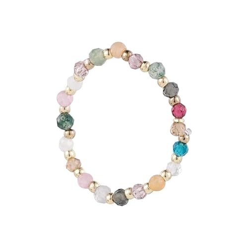 Boho Kristallperlen Stretch Ring Perlen Stapelring Edelstein Perlen Elastischer Fingerring Regenbogen Perlen elastischer Ring Handgefertigter Stapelring Schmuck für Frauen Geschenke (Stil:A) von Crymystal