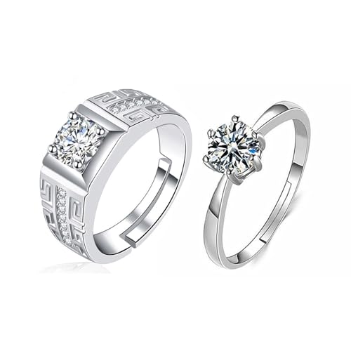 Crymystal 925 Silber Paar Ringe Set Verstellbare passende Ringe Liebeszeichen Offene Ringe L Love You Hochzeit Beziehungsringe Verlobungsringe (Stil:D) von Crymystal