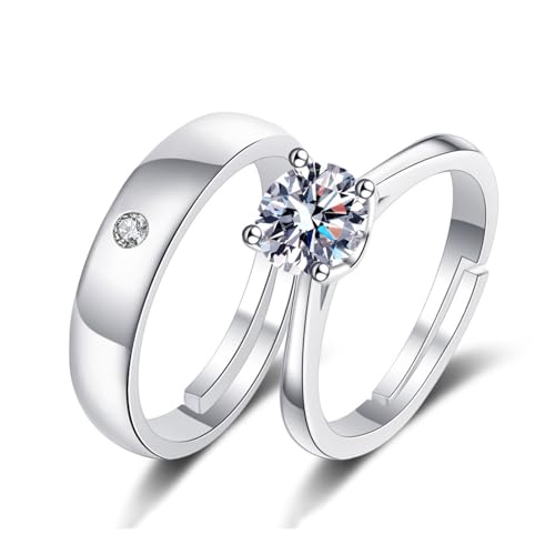 Crymystal 925 Silber Paar Ringe Set Verstellbare passende Ringe Liebeszeichen Offene Ringe L Love You Hochzeit Beziehungsringe Verlobungsringe (Stil:H) von Crymystal
