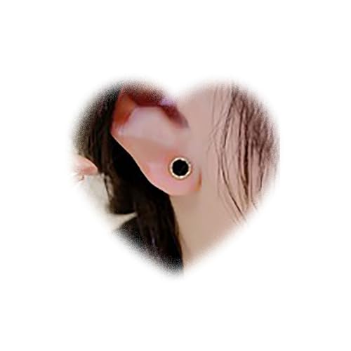 Crymystal Vintage Schwarze Runde Ohrringe Einfache Ohrringe Gold Geometrische Ohrring Schmuck Geschenke für Damen und Teenager von Crymystal