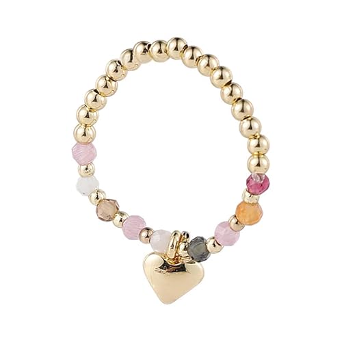 Crymystal Bohemian Liebesherz Ring Kristallperlen Stretch Ring Perlen Stapelring Edelstein Perlen Elastischer Fingerring Regenbogen Elastischer Handgefertigter Stapelring Schmuck Geschenke (Stil:B) von Crymystal