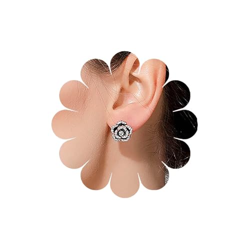 Crymystal Bohemian Kristall Rose Ohrringe Schwarze Blume Ohrringe Strass Kamelien Ohrring Schmuck Geschenke für Damen und Teenager Crymystal Bohemian Kristall Rose Ohrringe Schwarze Blume Ohrringe Strass Kamelien Ohrring Schmuck Geschenke für Damen und Teenager von Crymystal