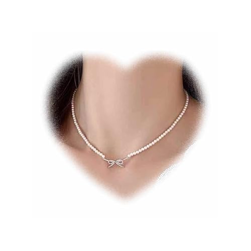Kristall Schleifen Anhänger Halskette Vintage Perlen Perlen Halskette Strass Schleifen Halskette Kette Silber Schleifen Krawatte Halskette Vintage Perlen Perlen Halskette Schmuck für Frauen Geschenke von Crymystal
