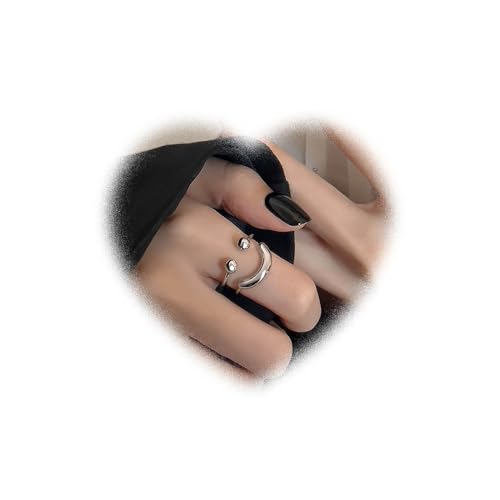 Crymystal Bohemian Style Smile Ring Silber Smile Knuckle Ring Layered Open Finger Retro Stapelring Verstellbarer Schmuck für Frauen und Mädchen Geschenke von Crymystal