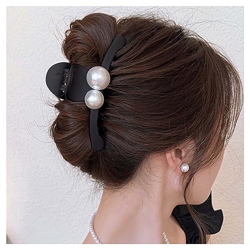 Crymystal Perlenklammern, schwarze Haarschleifen, Perlen, starker Halt, große rutschfeste Haarspangen für dickes Haar und langes Haar, modischer Haarschmuck, Schmuck für Damen und Mädchen von Crymystal