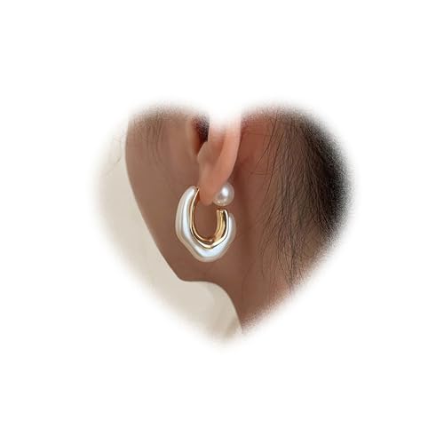 Crymystal Vintage Perlen Ring Ohrringe Geometrische Runde Perlen Ohrringe Perlenohrschuhe Form Ohrring Damen Schmuck für Damen und Teenager Perlmantelohrringe Crymystal Vintage Perlen Ring Ohrringe Geometrische Runde Perlen Ohrringe Perlenohrschuhe Form Ohrring Damen Schmuck für Damen und Teenager Perlmantelohrringe von Crymystal