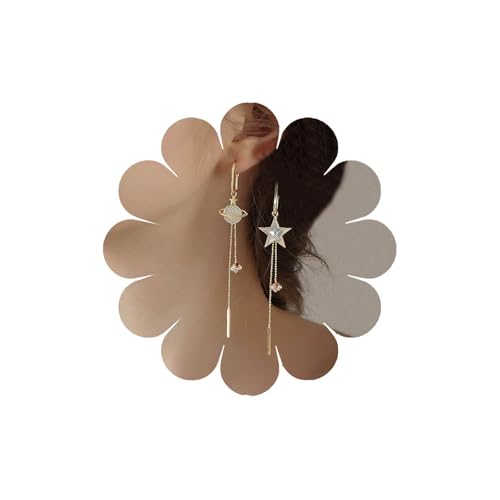Crymystal Sterne Anhänger Ohrringe Kristall Saturn Anhänger Ohrringe Lange Kette Anhänger Ohrring Asymmetrischer Schmuck Damen Geschenk Crymystal Sterne Anhänger Ohrringe Kristall Saturn Anhänger Ohrringe Lange Kette Anhänger Ohrring Asymmetrischer Schmuck Damen Geschenk von Crymystal