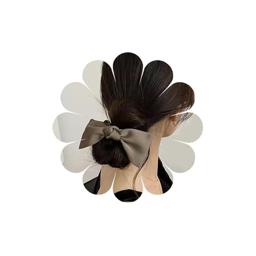 Crymystal Silky Band Bogen Haarkrawatte Braun Bogen Elastisches Band Bogen Haar Seil Krawatte Satin Bogen Pferdeschwanz Halter Pferdeschwanz Scrunchies Haarzubehör für Frauen (Braun) von Crymystal