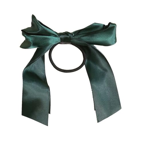 Crymystal Silky Satin Bogen Haarkrawatte Grün Bow Elastic Band Satin Haar Seil Krawatte Bowknot Ponytail Holder Ponytail Scrunchies Haar Zubehör für Frauen und langes Haar Mode Haare (Grün) von Crymystal