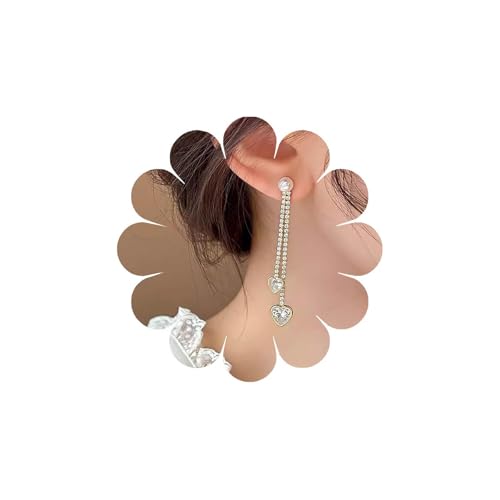 Crymystal Kristall Herz Drop Ohrringe Silber Perle Ohrringe Strass Quaste Ohrring Damen Schmuck Geschenke für Damen und Teenager Crymystal Kristall Herz Drop Ohrringe Silber Perle Ohrringe Strass Quaste Ohrring Damen Schmuck Geschenke für Damen und Teenager von Crymystal
