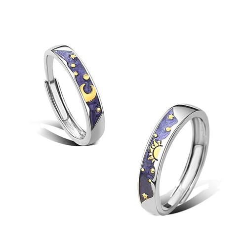Crymystal Sonne und Mond Paar Ringe Set Einstellbare Ringe Schwarz Weiß Paar Ringe für Freundin und Freund Schmuck (Stil:C) von Crymystal