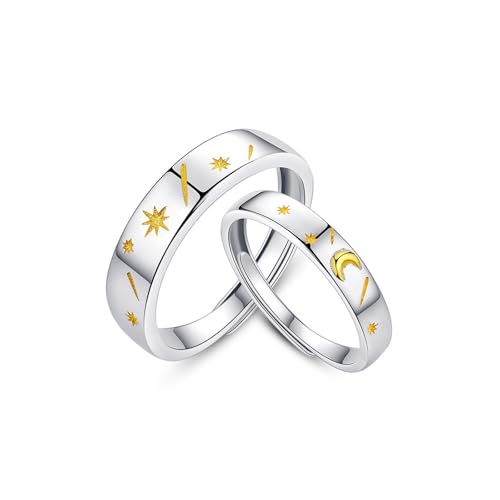 Crymystal Sonne und Mond Paar Ringe Set Einstellbare Ringe Schwarz Weiß Paar Ringe für Freundin und Freund Schmuck (Stil:E) von Crymystal