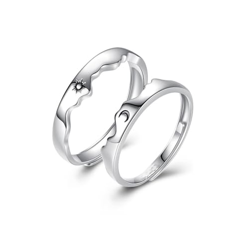Crymystal Sonne und Mond Paar Ringe Set Einstellbare Ringe Schwarz Weiß Paar Ringe für Freundin und Freund Schmuck (Stil:F) von Crymystal