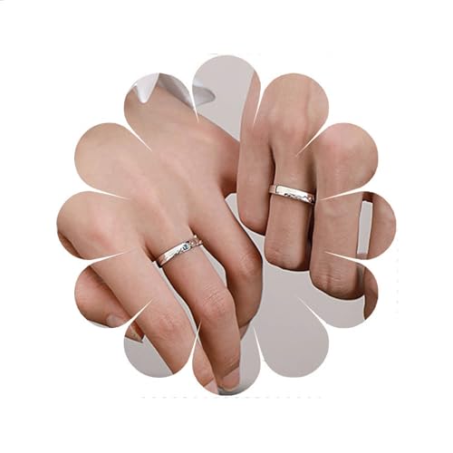Crymystal Sonne und Mond Paar Ringe Set Einstellbare Ringe Schwarz Weiß Paar Ringe für Freundin und Freund Schmuck (Stil:H) von Crymystal