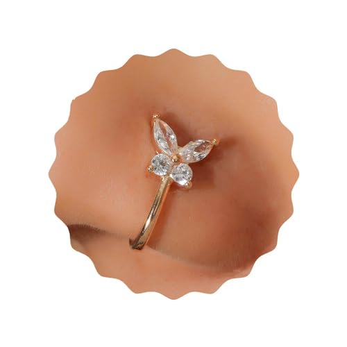 Crymystal Vintage Gold Schmetterling Nase Ring Clip Nasenring Biegbare Nase Ring Schmuck für Frauen und Mädchen Geschenke (Gold, 0.01 kg) von Crymystal