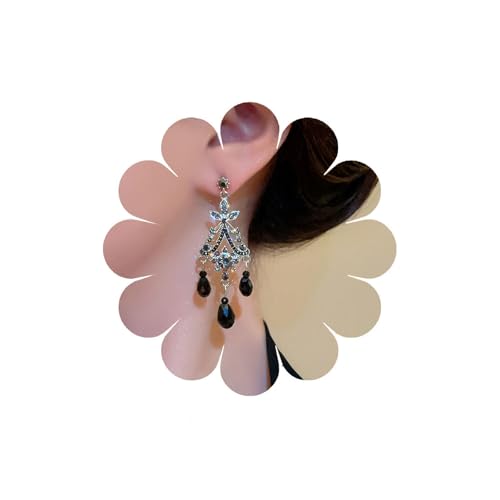 Crymystal Gothic Schwarz Kristall Anhänger Ohrringe Silber Blume Ohrringe Cosplay Party Halloween Ohrring Schmuck Damen Crymystal Gothic Schwarz Kristall Anhänger Ohrringe Silber Blume Ohrringe Cosplay Party Halloween Ohrring Schmuck Damen von Crymystal