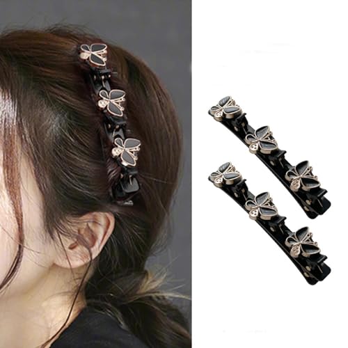 Geflochtene Haarspangen Mit funkelndem Kristallstein und 3 kleinen Clips perlenförmige Haarnadel Entenschnabel Clip geflochtene Haarspange Mit Strasssteinen für Frauen als Geschenk (Stil:C) von Crymystal