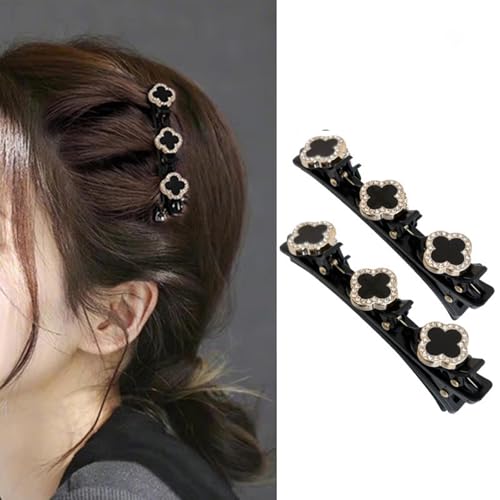 Geflochtene Haarspangen Mit funkelndem Kristallstein und 3 kleinen Clips perlenförmige Haarnadel Entenschnabel Clip geflochtene Haarspange Mit Strasssteinen für Frauen als Geschenk (Stil:F) von Crymystal