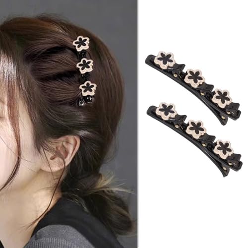 Geflochtene Haarspangen Mit funkelndem Kristallstein und 3 kleinen Clips perlenförmige Haarnadel Entenschnabel Clip geflochtene Haarspange Mit Strasssteinen für Frauen als Geschenk (Stil:H) von Crymystal