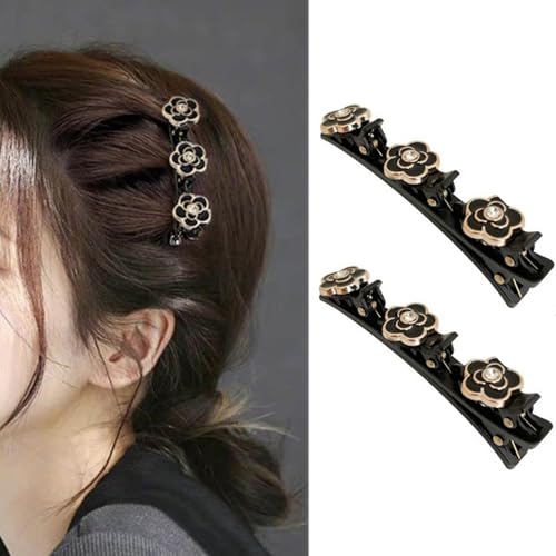 Geflochtene Haarspangen Mit funkelndem Kristallstein und 3 kleinen Clips perlenförmige Haarnadel Entenschnabel Clip geflochtene Haarspange Mit Strasssteinen für Frauen als Geschenk (Stil:J) von Crymystal