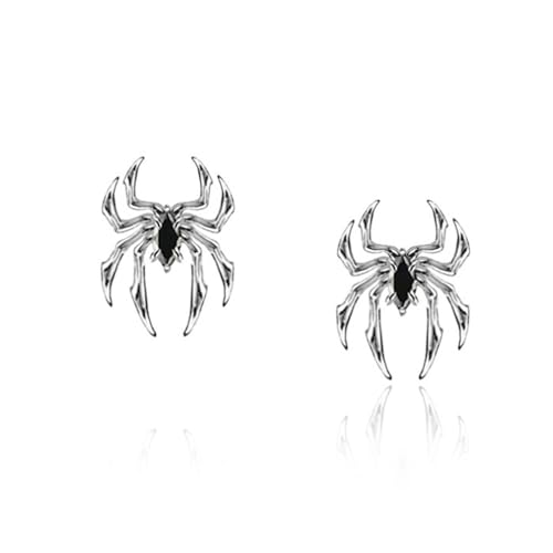 Gothic Spinne Ohrringe Silber Spinne Ohrringe 3D Spinne Ohrringe Schwarz Diamant Spinne Ohrringe Übertreibung Spinne Ohrringe Cosplay Halloween Ohrringe Schmuck Geeignet für Frauen Geschenke (Style;B) von Crymystal
